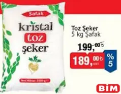 ŞAFAK TOZ ŞEKER 5 KG fiyat ve kampanya bilgisi